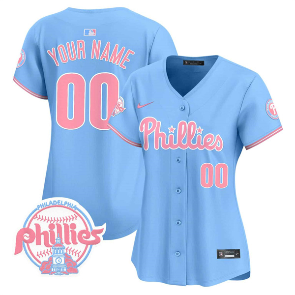 Women's Philadelphia Phillies Active Player Custom Bubblegum Light Blue Vapor Premier Limited(Run Small)